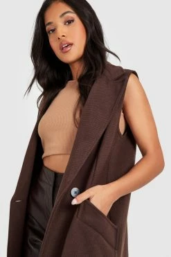 Deals ✔️ Petite Premium Wool Look Duster ???? Coat Chocolate ✔️