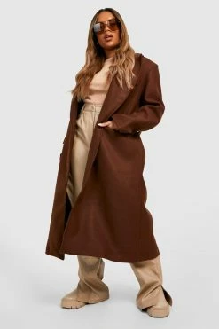 Brand new ???? Plus Belted Wool Look ???? Coat Chocolate ✔️