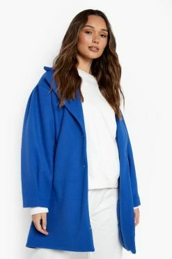Deals ???? Balloon Sleeve Wool Look ???? Coat Cobalt ????