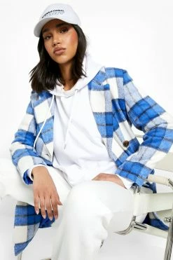 Flash Sale ???? Check Wool Look ???? Coat Cobalt ????