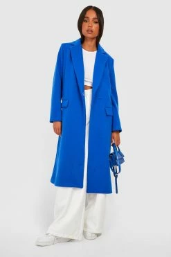 Wholesale ✨ Petite Premium Wool Look Longline ???? Coat Cobalt ⭐