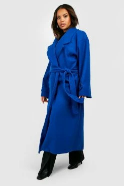 Deals ???? Plus Wool Look Belted Trench ???? Coat Cobalt ✨