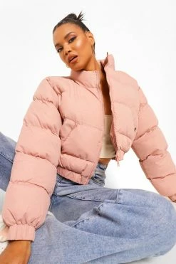Top 10 ✨ Crop Puffer Jacket Dusky Pink ⭐