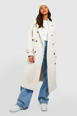 Best deal ???? Cord Textured Wool Look Trench Ecru ????