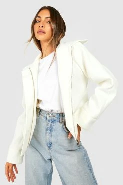 Best reviews of ???? Wool Look Zip Detail Jacket Ecru ????