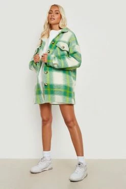 Best Sale ???? Green Check Shacket Green ????