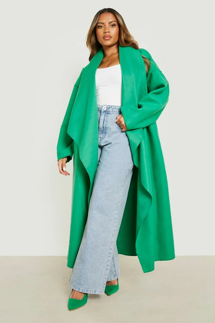 Wholesale ???? Plus Wool Look Waterfall ???? Coat Green ⌛ 1 Wholesale ???? Plus Wool Look Waterfall ???? Coat Green ⌛
