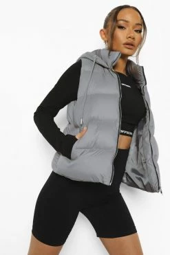 Outlet ✨ Hooded Padded Vest Grey ????