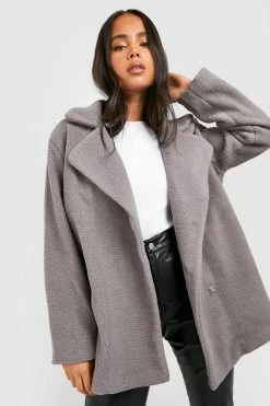 Coupon ???? Petite Double Breasted Teddy ???? Coat Grey ????