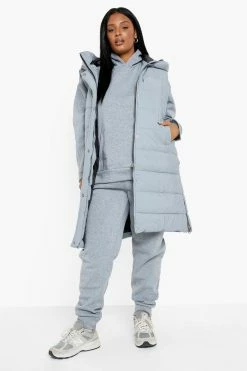 Outlet ???? Plus Longline Puffer Gilet Grey ????