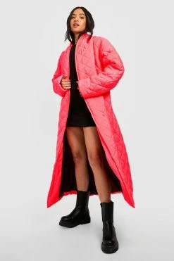 Best Pirce ✔️ Petite Bright Wrap Quilted Puffer Maxi ???? Coat Hot Pink ????