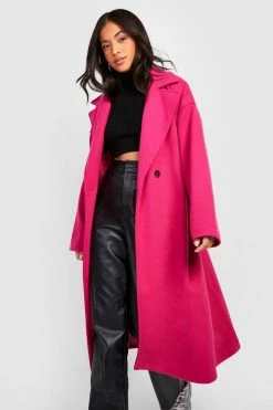 Buy ???? Petite Premium Wool Look Double Breasted ???? Coat Hot Pink ✔️