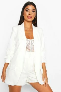 New ???? Petite Ruched Sleeve Blazer Ivory ⌛