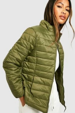 Budget ???? Funnel Neck Puffer Jacket Khaki ????