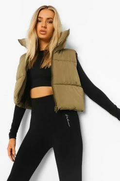 Coupon ???? Funnel Neck Vest Khaki ????