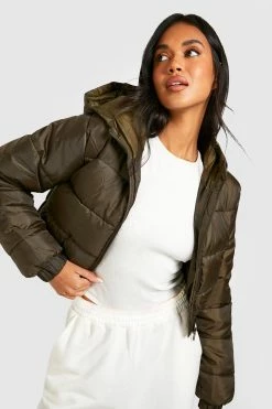 Wholesale ???? Hooded Puffer Jacket Khaki ????