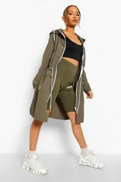 Outlet ✔️ Longline Hooded Festival Mac Khaki ????