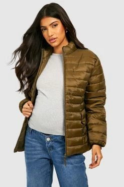 Top 10 ???? Maternity Funnel Neck Puffer Jacket Khaki ⭐