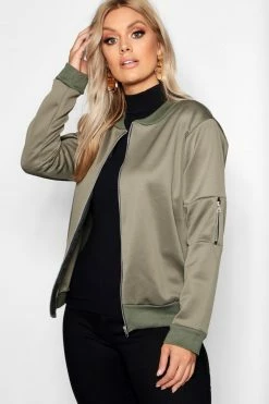 Flash Sale ⭐ Plus Scuba Bomber Jacket Khaki ❤️