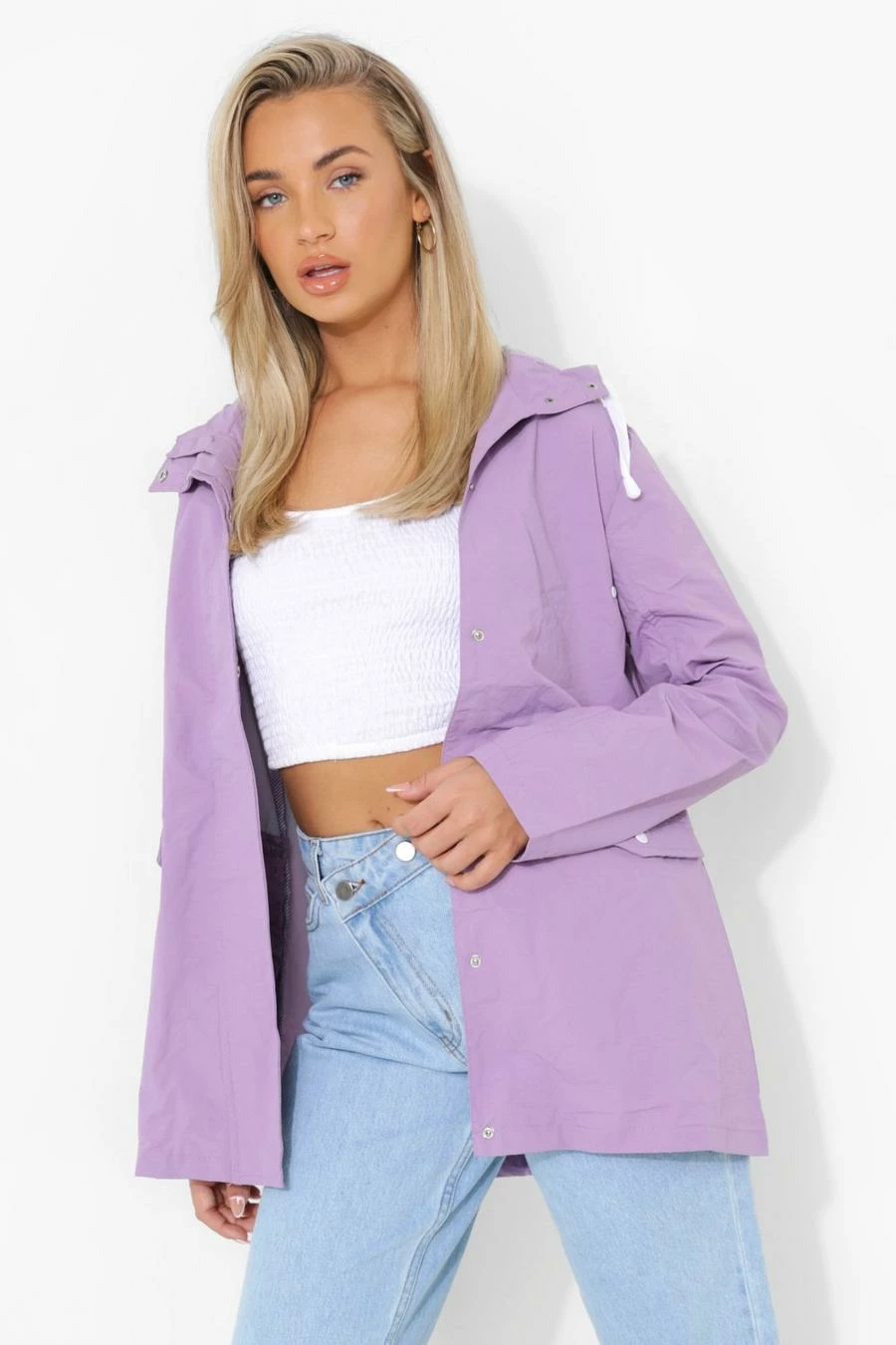 Best Pirce ???? Hooded Contrast Trim Mac Lilac ???? 1 Best Pirce ???? Hooded Contrast Trim Mac Lilac ????