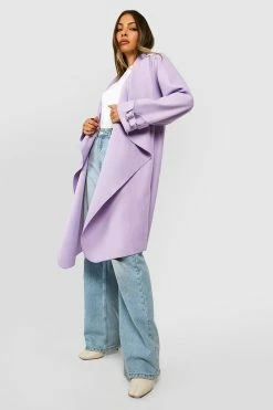 Promo ???? Waterfall Longline Cuff Detail ???? Coat Lilac ????