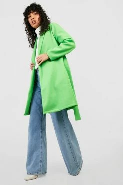 Outlet ⭐ Belted Tailored Wool Look ???? Coat Lime ????