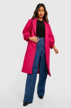Hot Sale ???? Volume Sleeve Wool Look ???? Coat Magenta ????