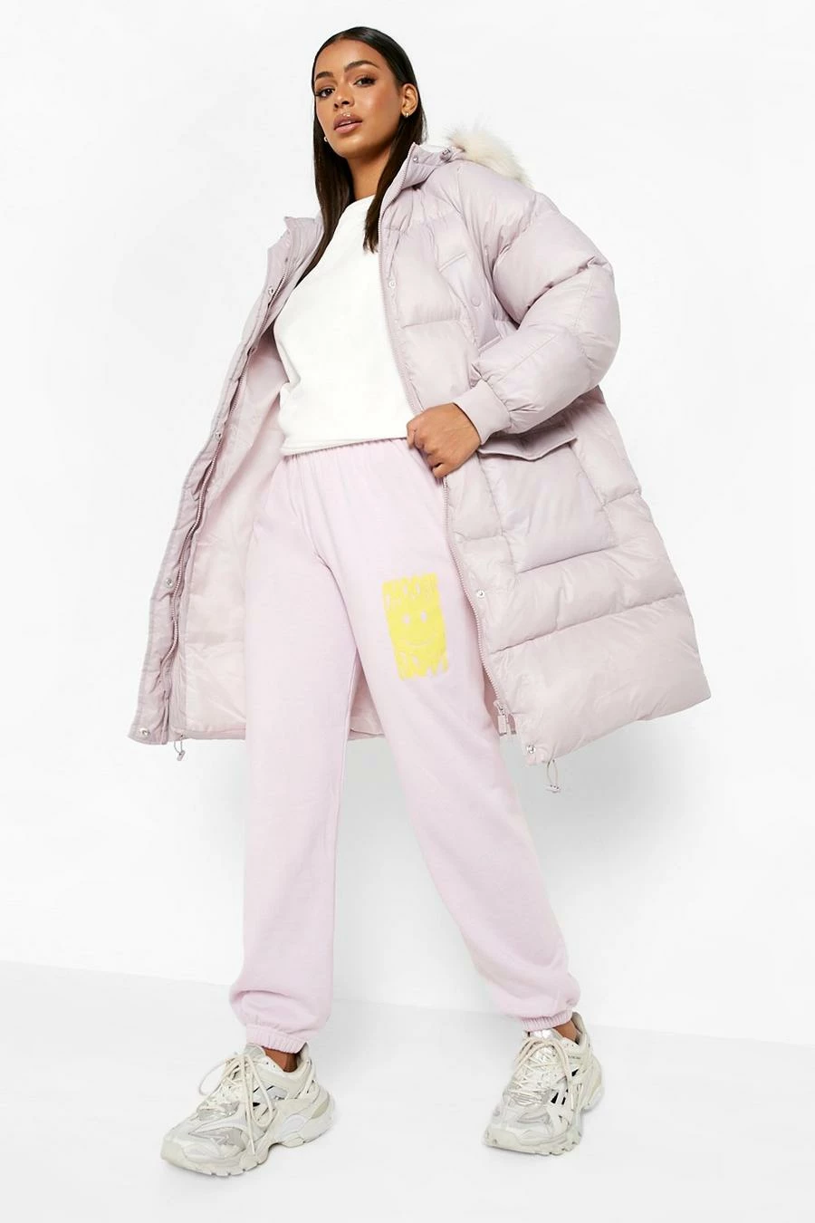 Top 10 ???? Faux Fur Trim Longline Parka ???? Coat Mauve ???? 1 Top 10 ???? Faux Fur Trim Longline Parka ???? Coat Mauve ????