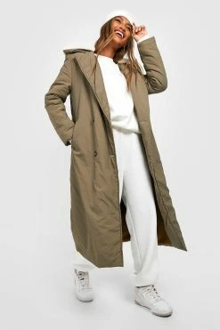 New ???? Borg Collar Padded Trench ???? Coat Mocha ????