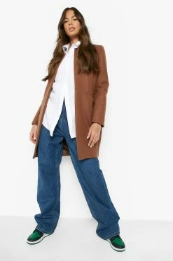 Deals ???? Collarless Wool Look ???? Coat Mocha ✔️