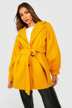 Promo ???? Oversized Sleeve Belted ???? Coat Mustard ????