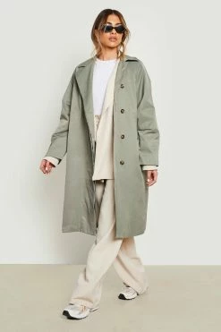 Best Pirce ✨ Waxed Oversized Trench ???? Coat Olive ????
