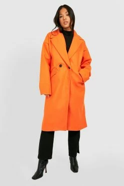 Top 10 ???? Petite Wool Look Cocoon ???? Coat Orange ❤️
