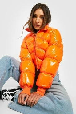 Flash Sale ???? Quilted Crop Puffer Jacket Orange ????