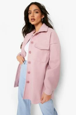 Top 10 ❤️ Pastel Wool Look Shacket Pastel Pink ⌛