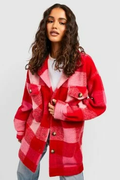 Coupon ???? Bright Check Shacket Pink ????