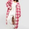 Top 10 ???? Oversized Check Wool Look ???? Coat Pink ✔️