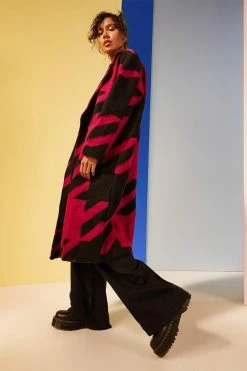 Buy ???? Oversized ???? Dogtooth Wool Look ???? Coat Pink ????