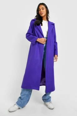 Cheap ???? Wool Look Oversized Maxi ???? Coat Purple ????
