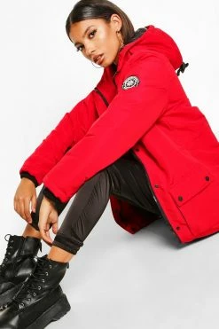 Hot Sale ???? Pocket Detail Technical Parka ???? Coat Red ????