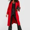 Top 10 ???? Wool Look Synched Waist Detail ???? Coat Red ????