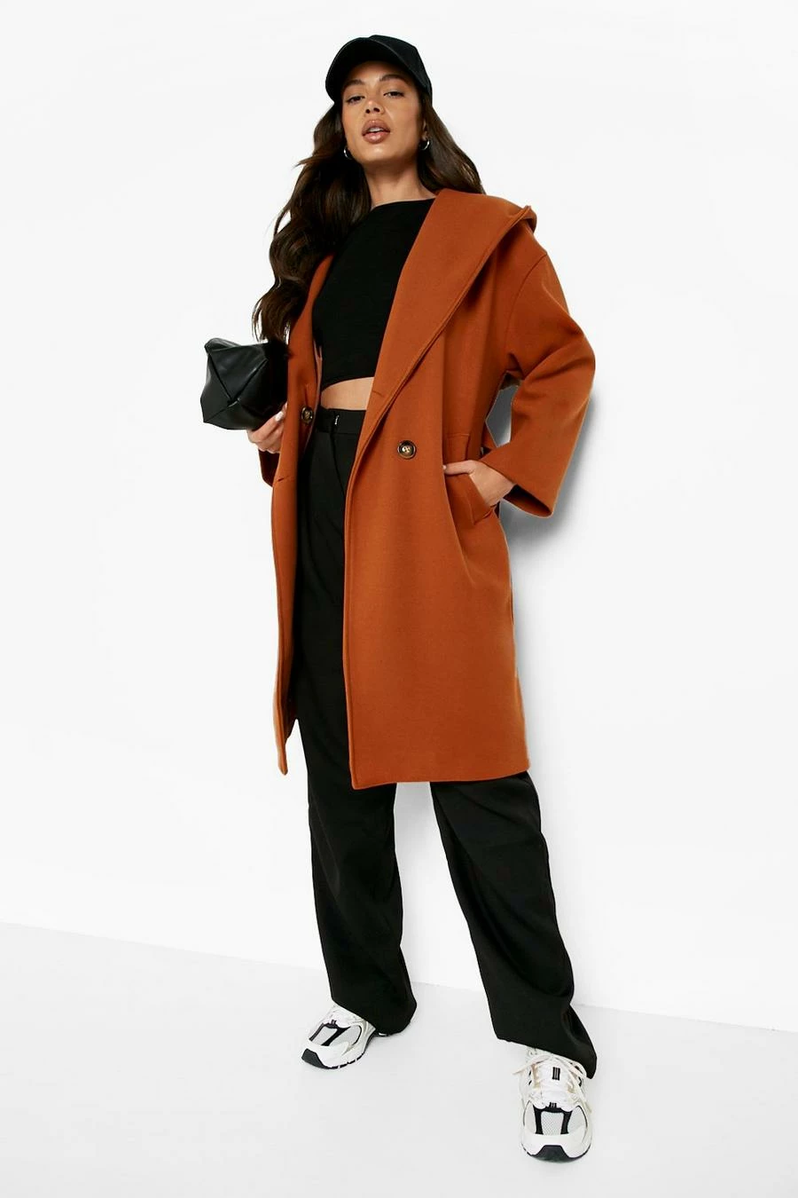 Wholesale ???? Belted Hooded Wool Look ???? Coat Rust ???? 1 Wholesale ???? Belted Hooded Wool Look ???? Coat Rust ????