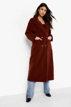 Brand new ⌛ Longline Wool Look ???? Coat Rust ????