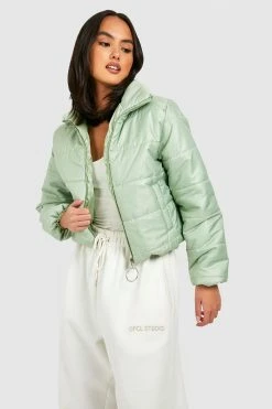 Budget ???? Cire Funnel Neck Puffer Jacket Sage ????