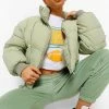 Budget ✨ Funnel Neck Puffer Jacket Sage ????