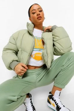 Budget ✨ Funnel Neck Puffer Jacket Sage ????