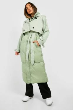 Cheapest ???? Puffer Detail Trench ???? Coat Sage ????