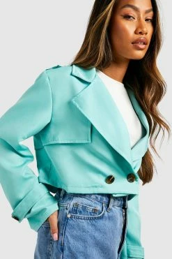 Best Sale ???? Short Double Breasted Trench ???? Coat Sage ????