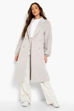 Best Sale ???? Balloon Sleeve Wool Look ???? Coat Stone ????