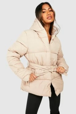 Outlet ???? Belted Puffer Jacket Stone ????